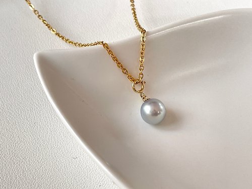 Athena珍珠設計 天然海水珍珠 akoya 真多麻 巴洛克 18K金 吊墜 贈送項鏈