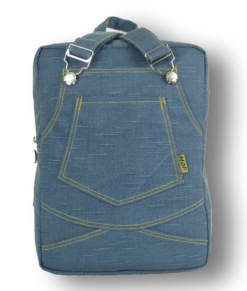 MDF 牛仔吊帶包 ∥淺藍∥ - 後背包/書包 - 其他材質 藍色