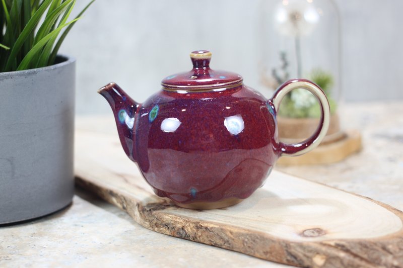 【送禮好物】240ml 玫瑰紫 鈞釉 圓滿茶壺 鶯歌名家葉敏祥作品 - 茶壺/茶杯/茶具 - 瓷 
