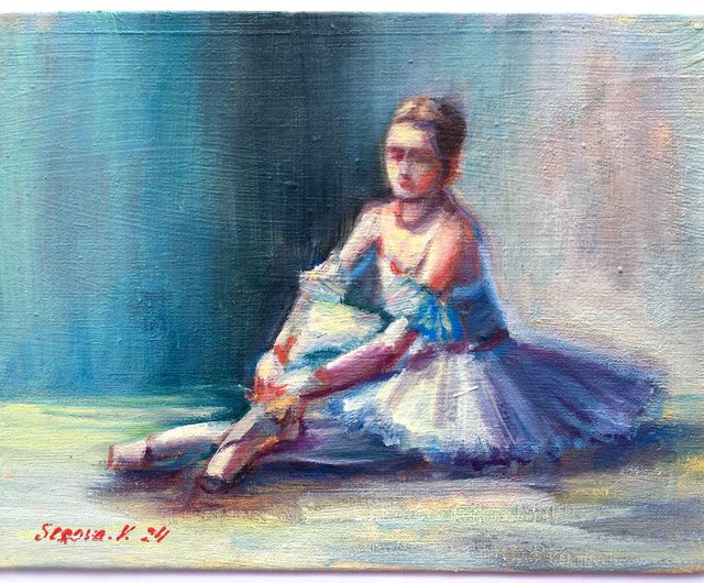 バレリーナの絵画 キャンバスに描かれたオリジナル 女性ダンサー