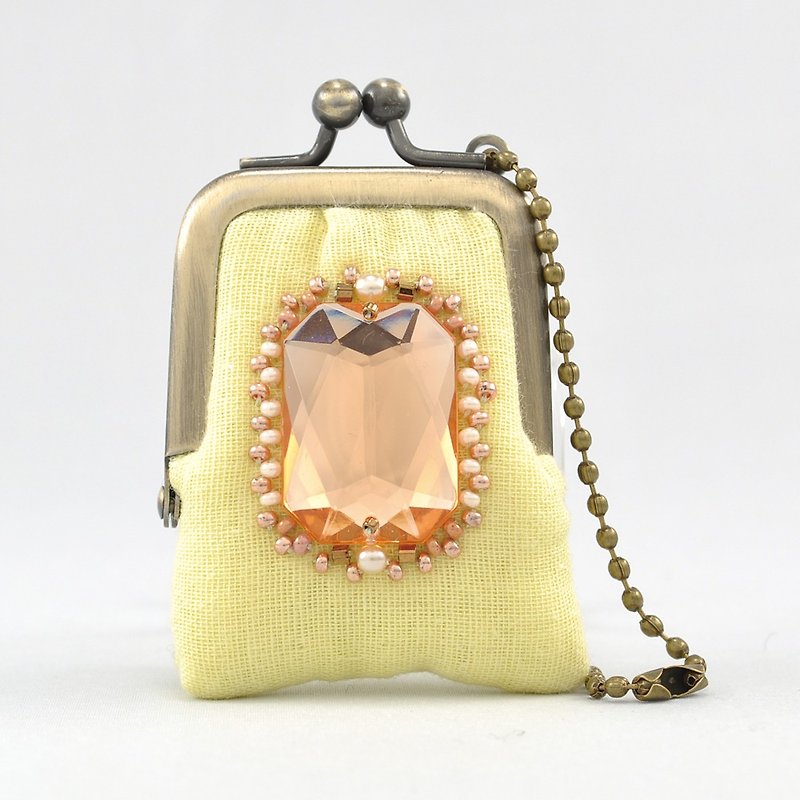 little pouch, ring case, sparkly pouch, bag charm, coin purse, pill case No,19 - ポーチ - プラスチック イエロー