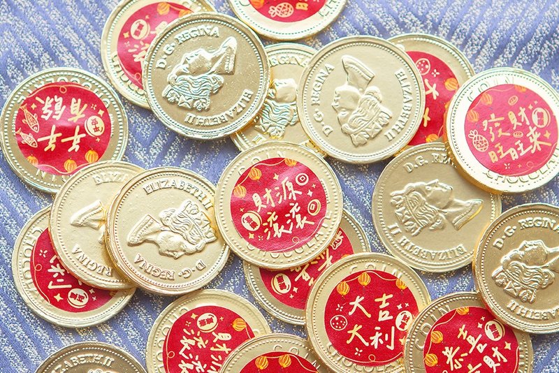 New Year's greeting single piece of Queen's gold coin chocolate (100 pieces per pack) Happy congratulatory decoration - Chocolate - Fresh Ingredients Gold