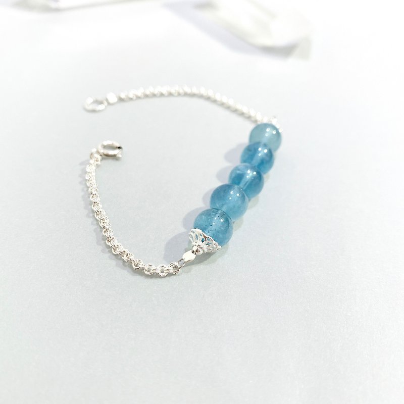 Ops Aquamarine silver bracelet -海水藍寶/喉輪/舒壓/彈性/療癒