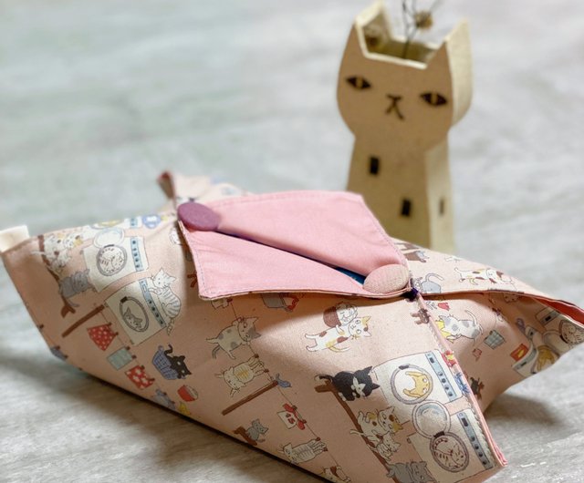 ピンクの猫のティッシュカバー ティッシュボックス - ショップ