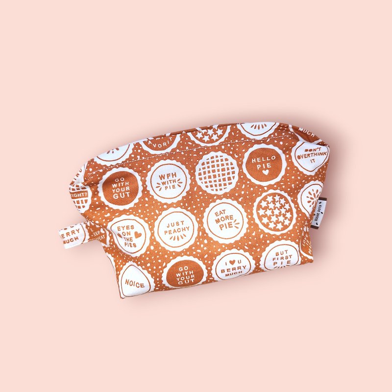 Cookie Pie Printing Large Cosmetic Bag - กระเป๋าเครื่องสำอาง - ผ้าฝ้าย/ผ้าลินิน สีนำ้ตาล