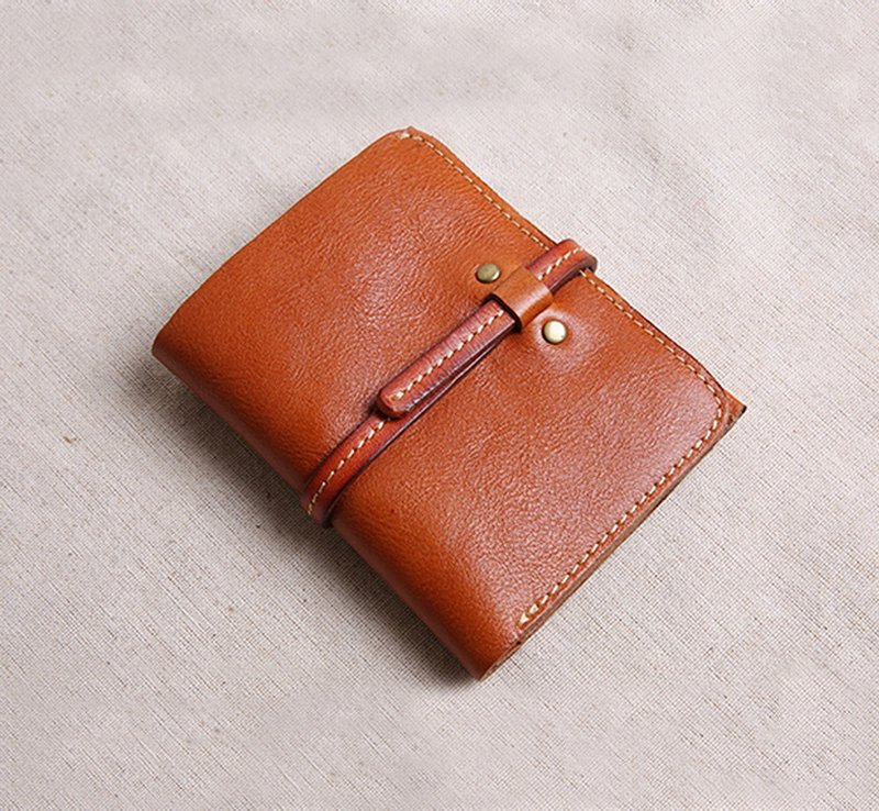 牛皮折疊男士錢包 手工商務日常錢包 - 錢包/皮夾/長短夾 - 真皮 咖啡色