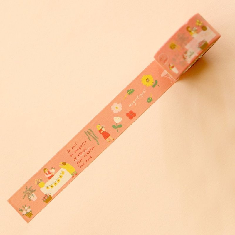 25mm single roll of paper tape-10 flower shop, E2D15879 - มาสกิ้งเทป - กระดาษ สึชมพู