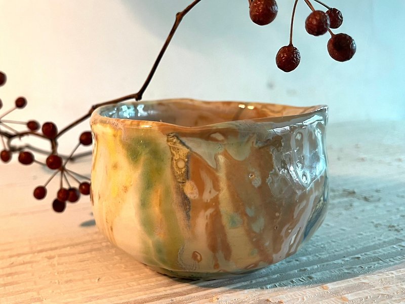 Elegant splashed glaze tea bowl_ceramic dinner bowl - ถ้วยชาม - เครื่องลายคราม สีนำ้ตาล