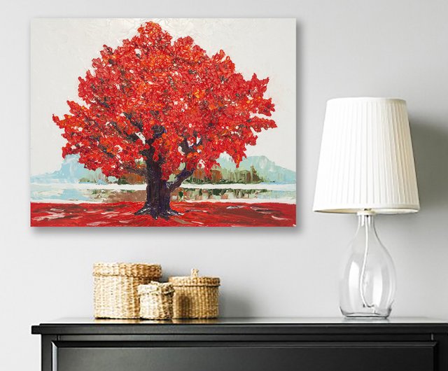 オークの木の絵画植物オリジナルのアートワークの木QuercusRubra壁