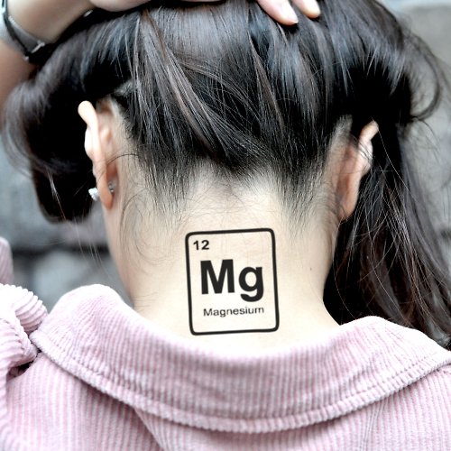 OhMyTat OhMyTat 鎂元素週期表 Magnesium 刺青圖案紋身貼紙 (2 張)