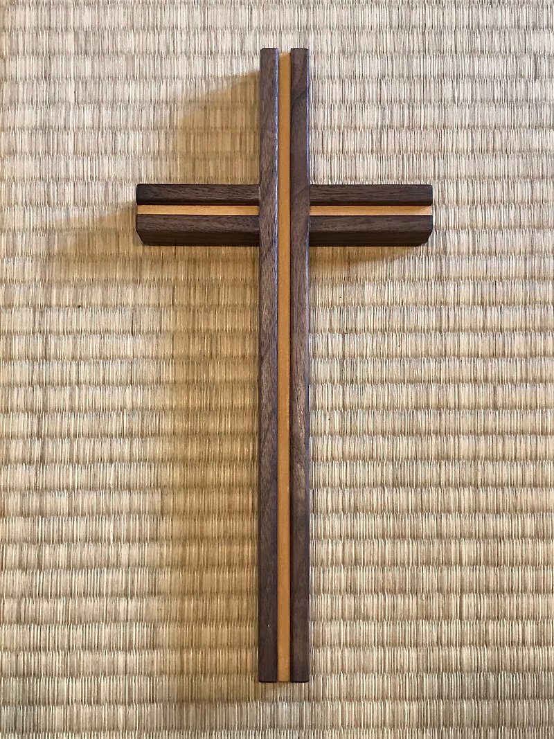 胡桃凹版十字架 - 牆貼/牆身裝飾 - 木頭 