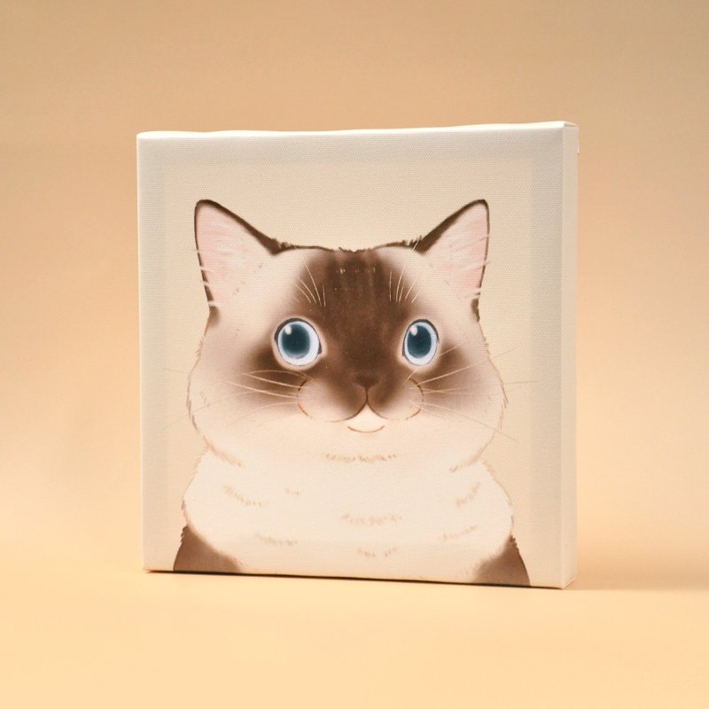 20×20cm frameless painting of cat portrait - glove color ragdoll cat - โปสเตอร์ - กระดาษ 