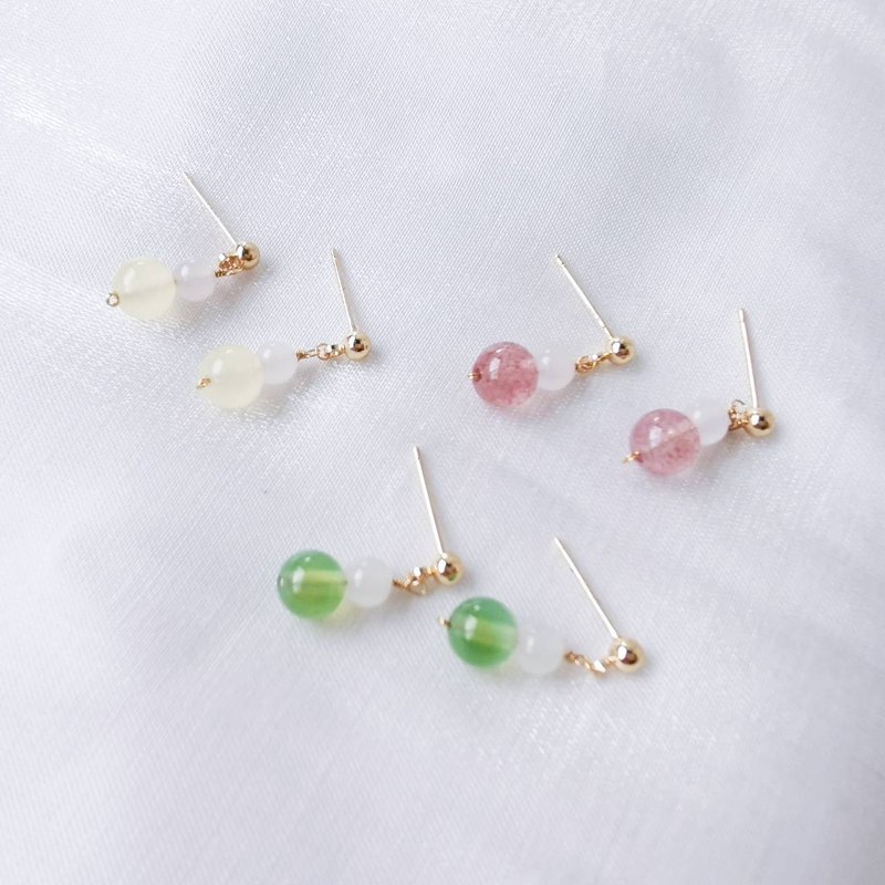 【Veverka】Initially - Earrings Agate, Morganite , Stone Quartz - Earrings & Clip-ons - Semi-Precious Stones Multicolor