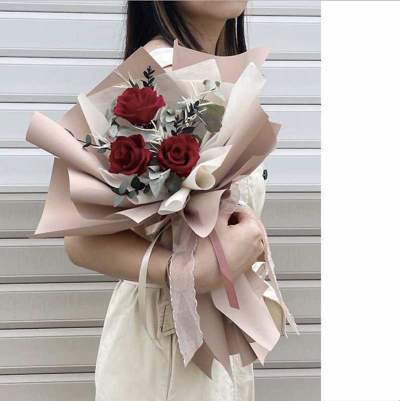 【Valentine's Day Bouquet】Red Rose Tanabata Gift Immortal Bouquet Valentine's Day Gift Confession Birthday - ช่อดอกไม้แห้ง - พืช/ดอกไม้ 