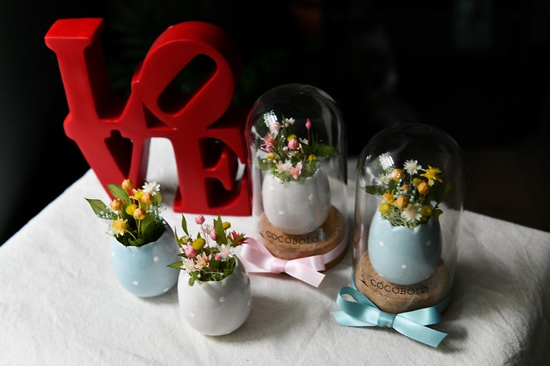 Good Eggs Design Good Eggs Double │ Stellar Flower Egg Shaped Glass Cover Valentine's Day Limited Pair - ช่อดอกไม้แห้ง - พืช/ดอกไม้ 