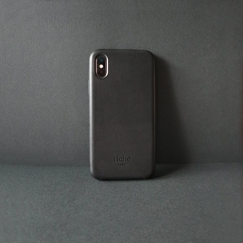 Dark black chocolate leather phone case - เคส/ซองมือถือ - หนังเทียม สีดำ
