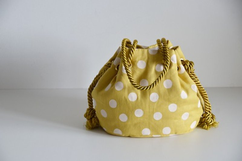 Linen Dot Marine Bag Mustard Yellow - Handbags & Totes - Cotton & Hemp Yellow