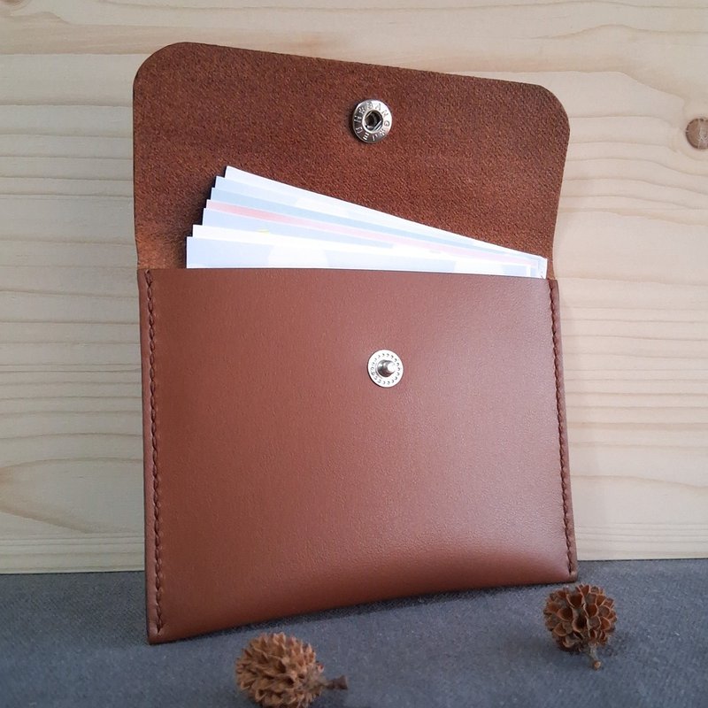 Leather Card Holder / Handmade / Caramel Brown - ที่เก็บนามบัตร - หนังแท้ 