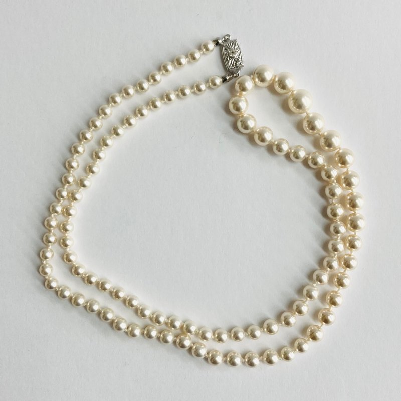 貝パールグラデーションオールノットオペラネックレス/約6x10mm約76cm/ホワイトベージュ/R/made in japan - 項鍊 - 貝殼 白色