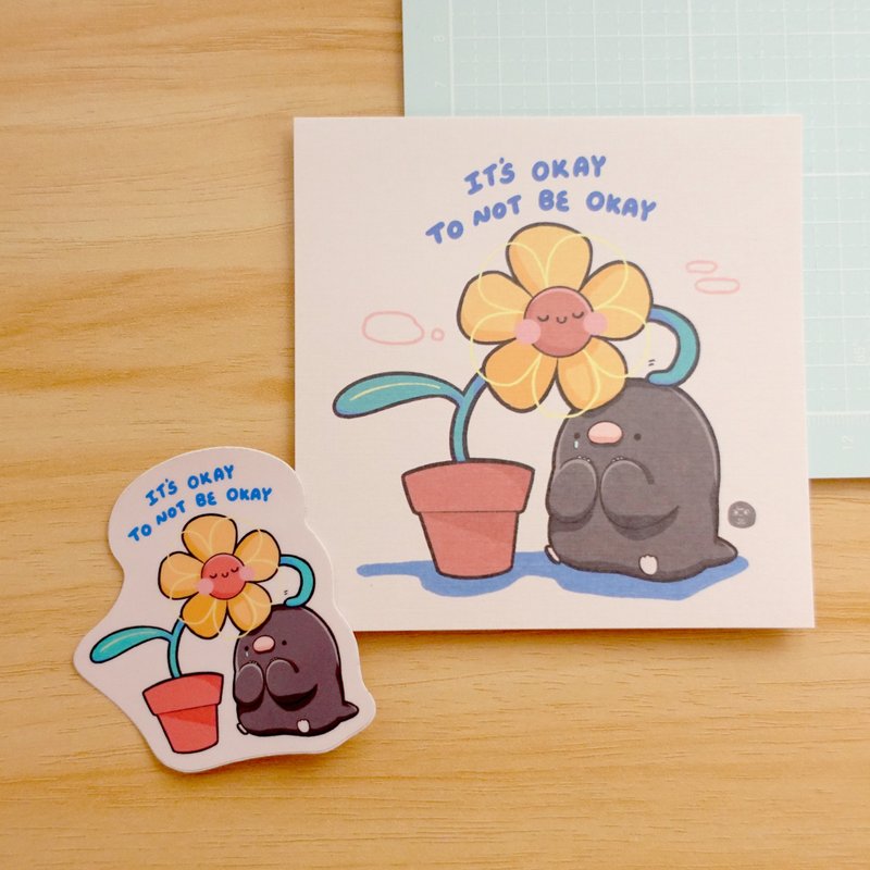 [Illustration Card] It doesn’t matter even if you are unhappy | Heart-warming card | Can be used as a decoration or as a gift - Cards & Postcards - Paper Khaki