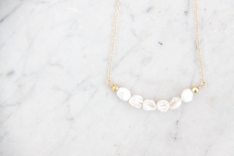 KESHI天然珍珠短項鍊 2KESHI water pearl with 14KGF necklace 2 - 項鍊 - 寶石 白色