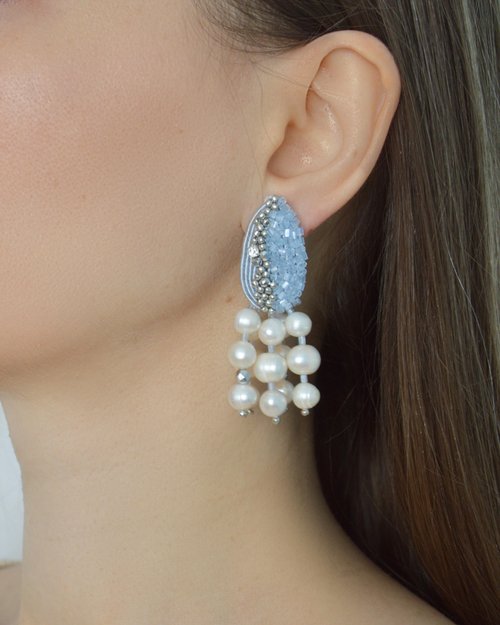 Olga Sergeychuk jewelry Earrings Livadia with pearls