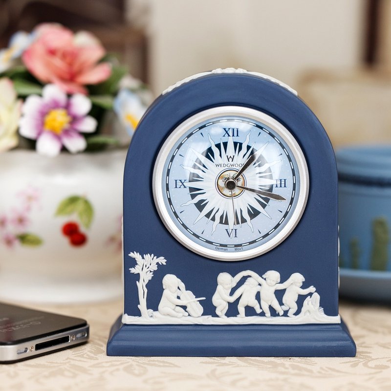 英國製Wedgwood碧玉浮雕 愛神邱比特陶瓷時鐘書房臥室座鐘 - 時鐘/鬧鐘 - 瓷 