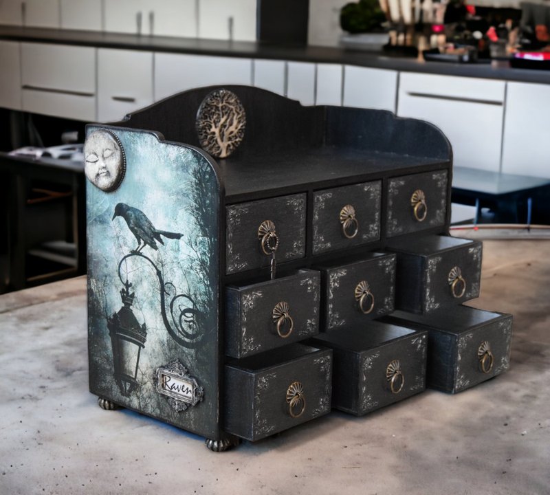 Apothecary Cabinet Chest of drawers Decorative jewelry box Gothic Furniture - 居家收納/收納盒/儲物盒 - 木頭 黑色