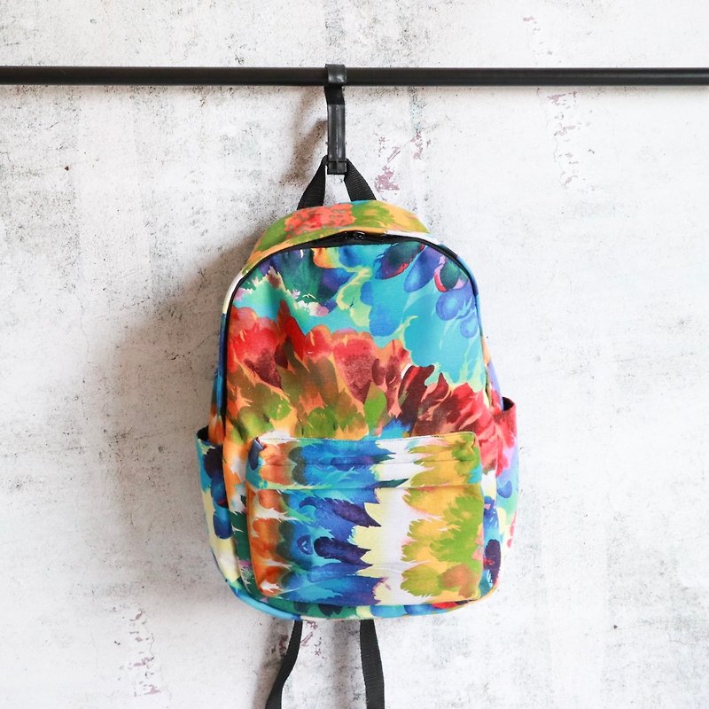 Bright flower printed backpack - Backpacks - Cotton & Hemp Blue