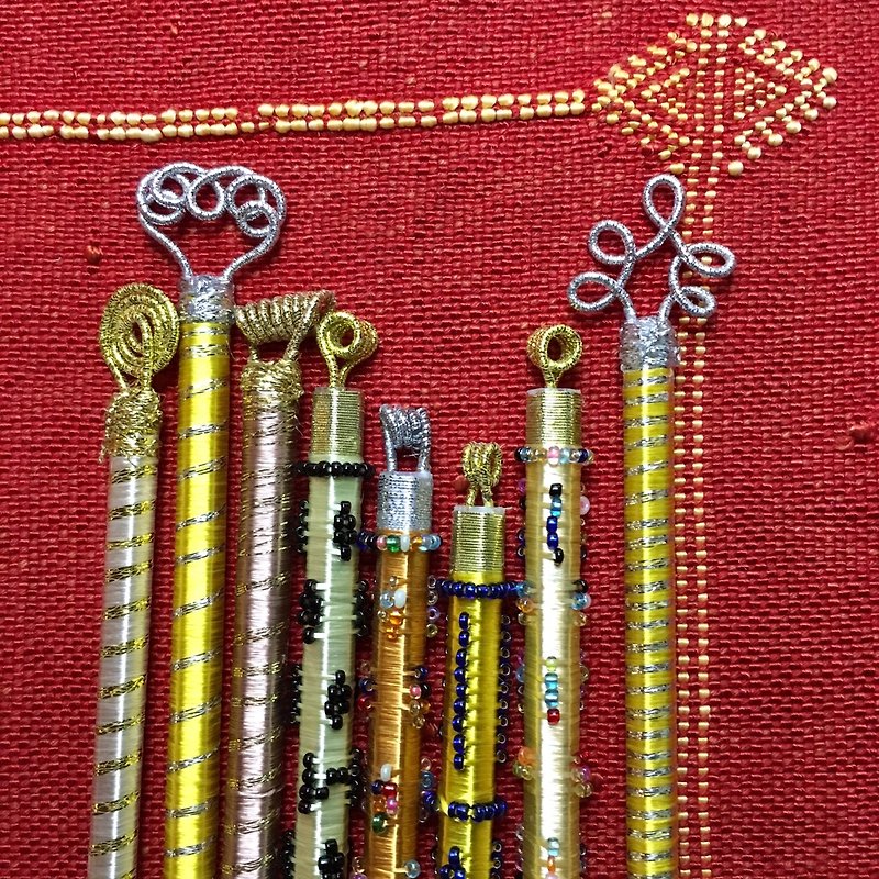 モロッコサブラサボテン繊維ペン2イエロー系染料のザクロの組 - その他のペン - その他の素材 イエロー