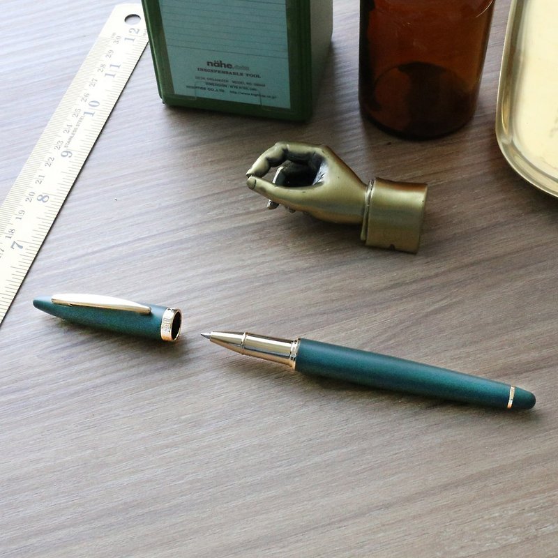 [Customized gift] HAPPYMT happy ballpoint pen - forest green gold clip can be shipped quickly - ไส้ปากกาโรลเลอร์บอล - ทองแดงทองเหลือง สีเขียว