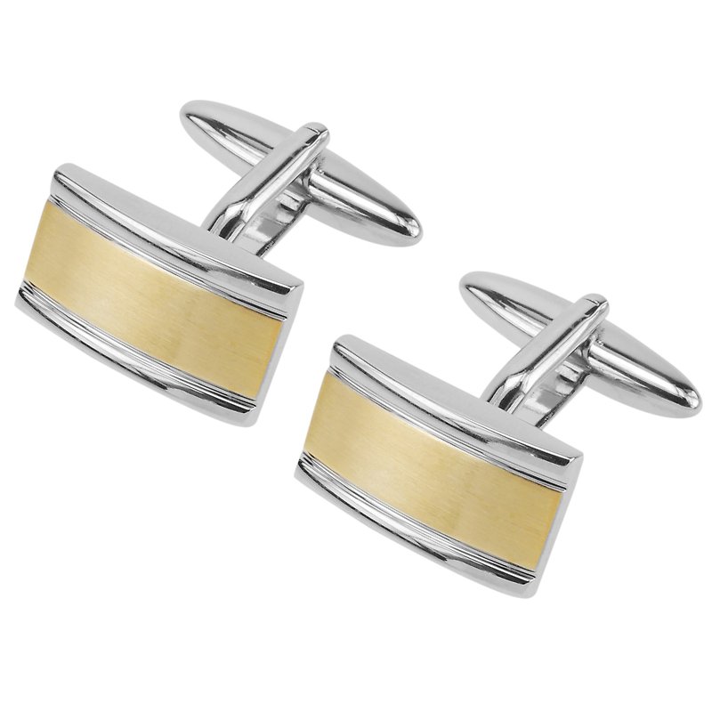 Brush Gold Two Tone Bridge Cufflinks - Cuff Links - Other Metals Multicolor