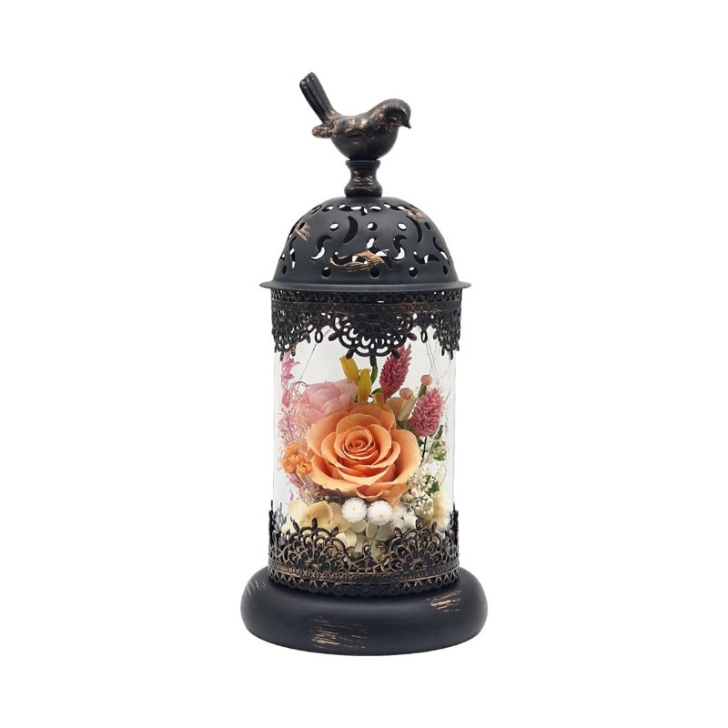 Preserved Flower Lamp Stand - Renaissance (Orange) (Small) - ช่อดอกไม้แห้ง - พืช/ดอกไม้ สีส้ม