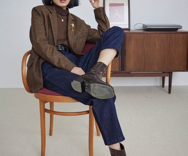 【極美品】サイズ46　ソブリン×ロロピアーナ　千鳥格子　ブラウンベージュスーツ 極美品】サイズ46 ソブリン×ロロピアーナ 千鳥格子 ブラウンベージュ