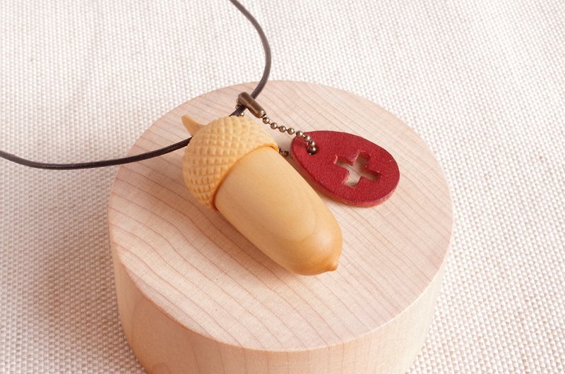 Special production, Boxwood A bit large wooden acorn OPENABLE Pendant - Necklaces - Wood Yellow