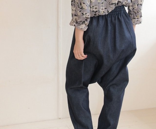 denim sarouel pants - 設計館自然堂女長褲- Pinkoi