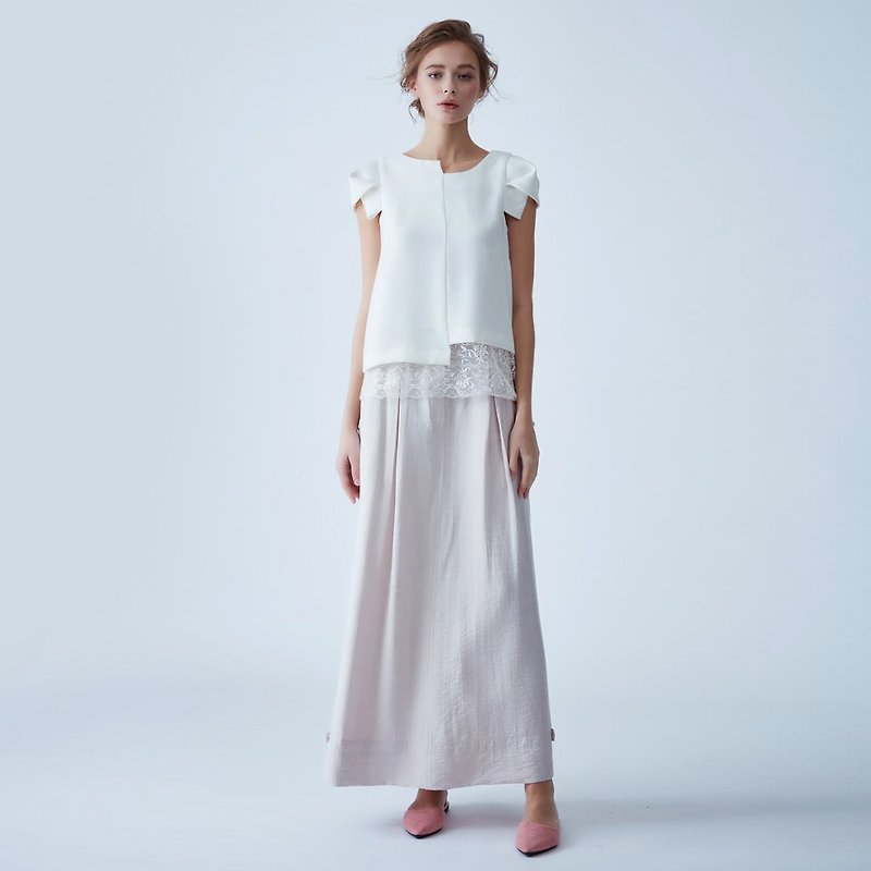 Linen long dress - Skirts - Other Materials White