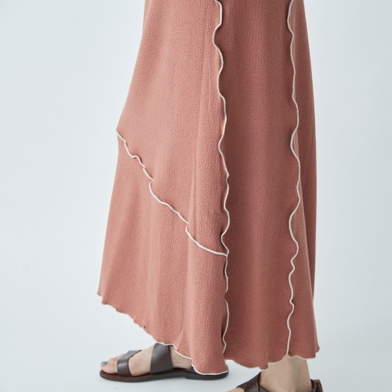 Small A-Line Knitted Long Skirt-Orange - กระโปรง - ผ้าฝ้าย/ผ้าลินิน สีส้ม