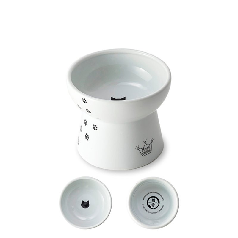 Maoyi Happy Food Light High Feet Food Bowl L Size - ชามอาหารสัตว์ - เครื่องลายคราม 