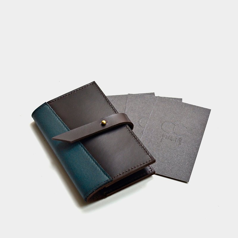 [Reception in the forest] Cowhide business card holder Chocolate green leather clip clip swim clip clip Valentine's Day gift - ที่เก็บนามบัตร - หนังแท้ สีนำ้ตาล