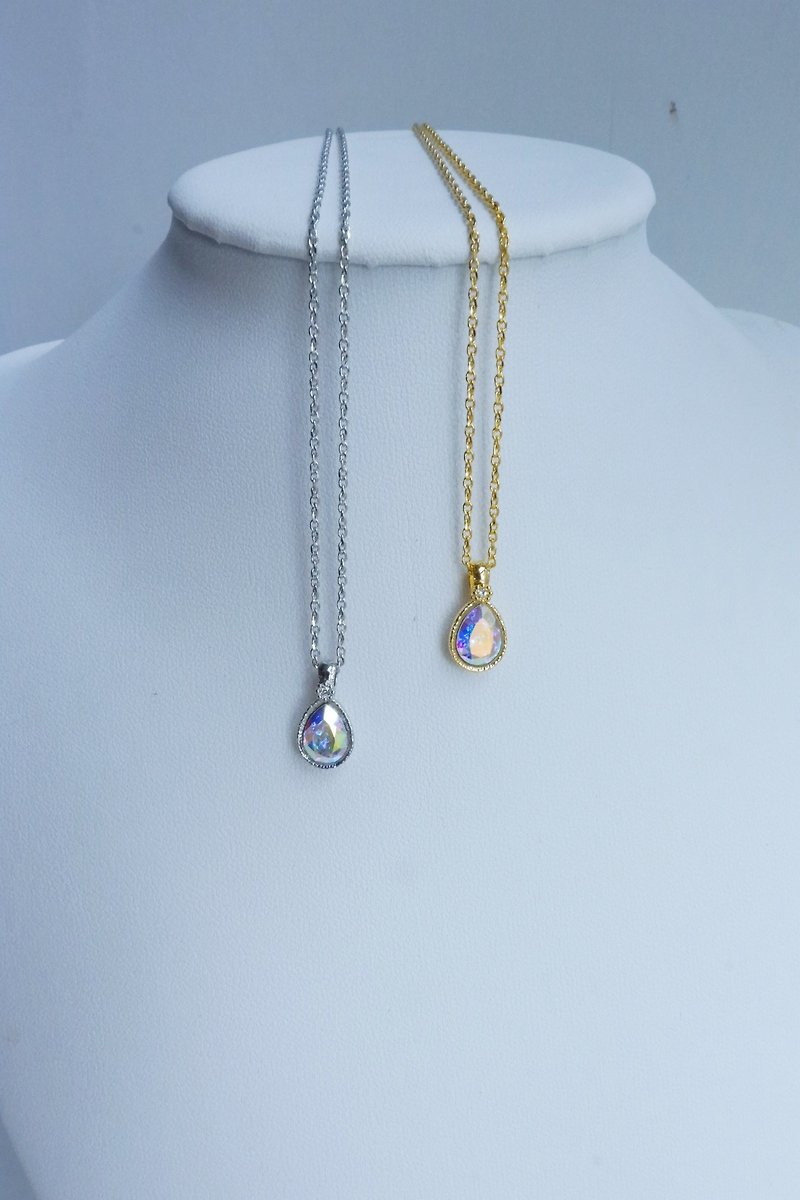 Swarovski Drop Rhinestone Necklace - Crystal AB - Necklaces - Sterling Silver Multicolor