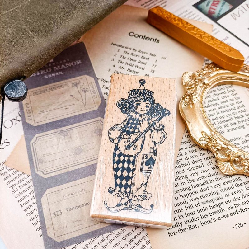 S200W_小丑A / clown.A/ 櫸木印章 Wood Rubber Stamp - ตราปั๊ม/สแตมป์/หมึก - ไม้ สีกากี