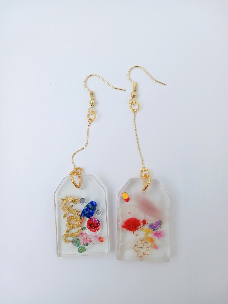 Transparent charm earrings - ต่างหู - เรซิน สีใส