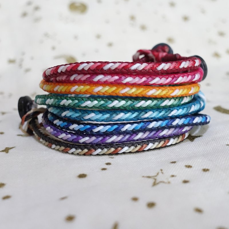 Gradient border series│Classic braided diagonal style│Waterproof Wax line surf bracelet and anklet - Bracelets - Waterproof Material Multicolor