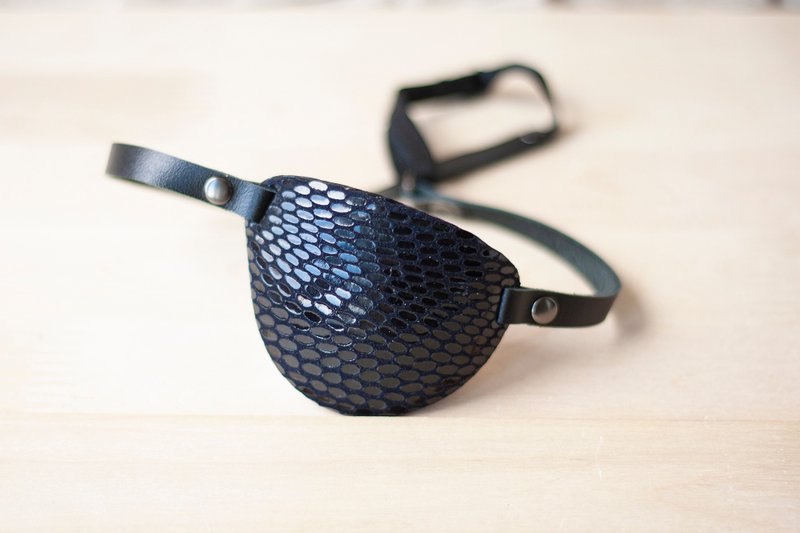 Leather Eye Patch | Dark Blue Eye Patch | Dragon Eye Patch - Eye Masks - Genuine Leather 