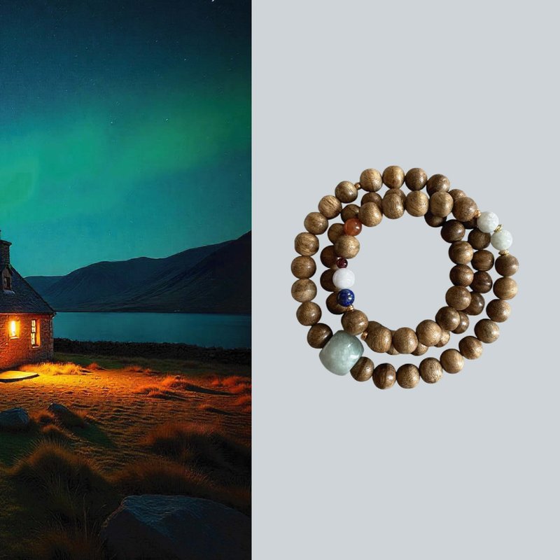 【設計理念_煙嶼微聲】野生達拉干沉香多圈手串(鎖骨鍊) - 手鍊/手環 - 木頭 