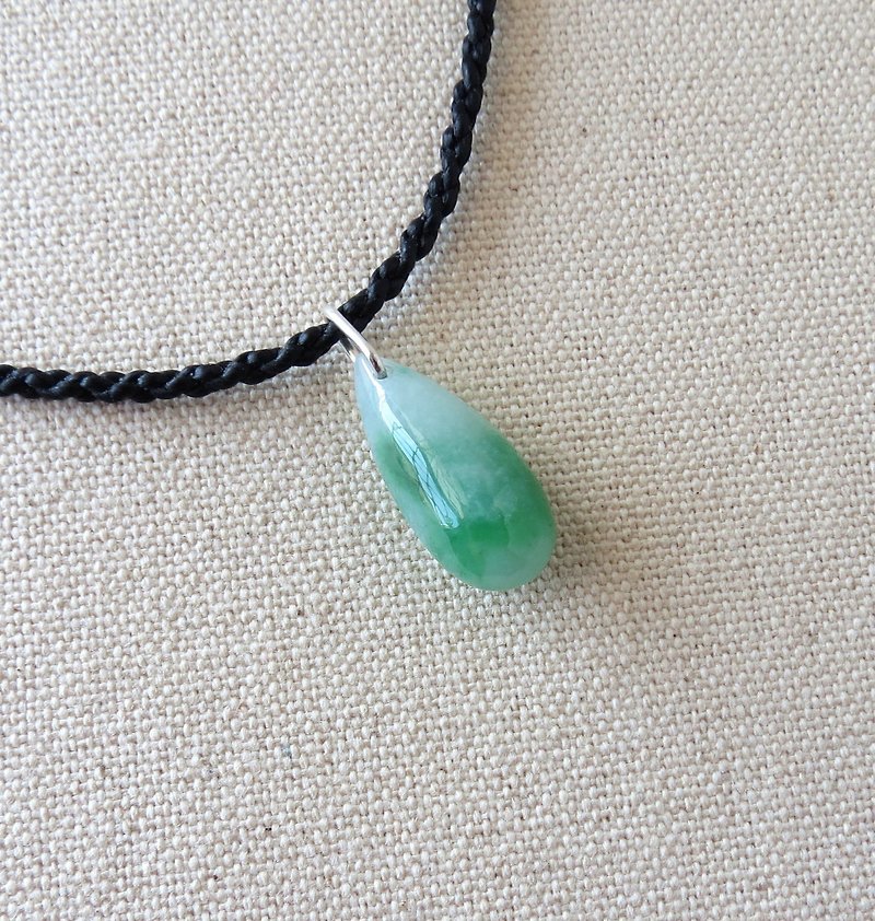 Fashion [Lucky Water Drop] Floating Green Jade Silk Wax Necklace [Four Shares] *** Lucky - Necklaces - Gemstone Green