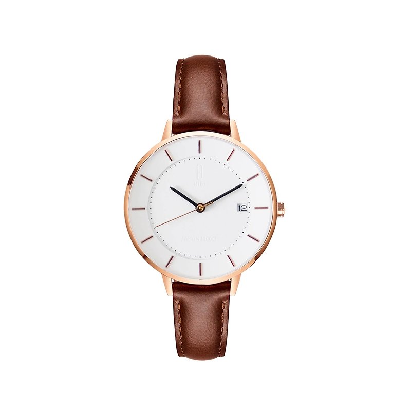 HIBI Watches: Tsuki 34/38mm White - Japanese Movement & Sapphire Crystal Glass - Women's Watches - Other Metals Gold