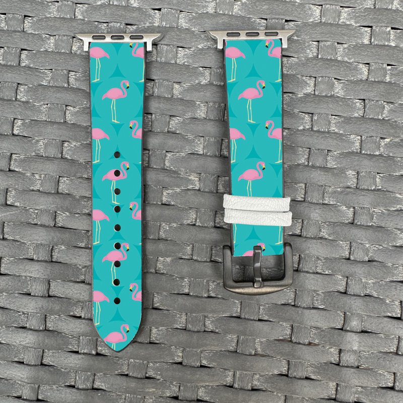 紅鸛圖案 Apple Watch 潮流矽膠錶帶 -flamingo - 錶帶 - 矽膠 多色
