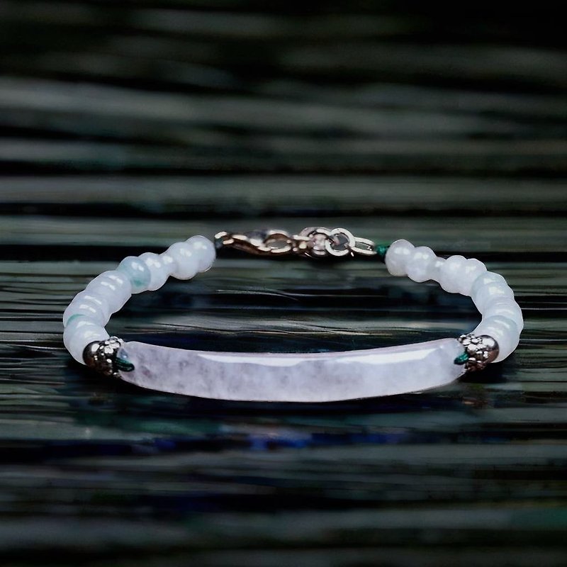 Glass jade Wushi brand bracelet 925 sterling silver | Natural Burmese jade A grade jade | Gift giving - Bracelets - Jade Transparent